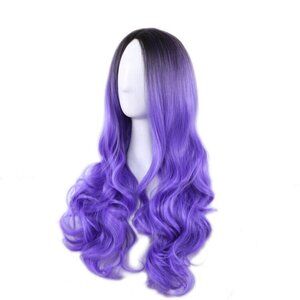 Purple 26" Synthetic Hair Full Wigs Natural Long Wavy Wig